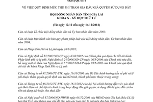 Nghị quyết 58/2012/NQ-HĐND mức phí tham gia đấu giá quyền sử dụng đất Gia Lai