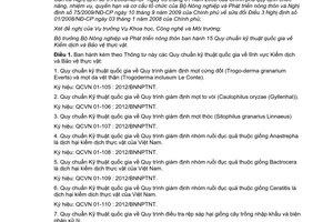 Thông tư 63/2012/TT-BNNPTNT Quy chuẩn kỹ thuật quốc gia lĩnh vực Kiểm dịch