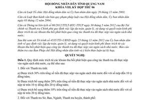 Nghị quyết 68/2012/NQ-HĐND mức trích từ khoản thu hồi phát hiện qua thanh tra