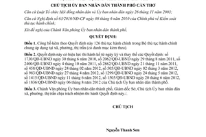 Quyết định 3206/QĐ-UBND năm 2012 công bố thủ tục hành chính chung áp dụng tại xã