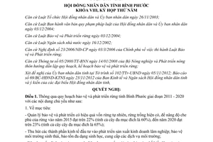 Nghị quyết 29/2012/NQ-HĐND thông qua quy hoạch bảo vệ phát triển rừng Bình Phước