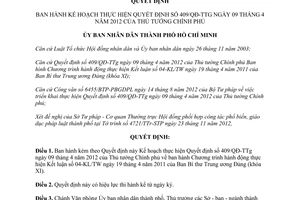 Quyết định 6408/QĐ-UBND 2012 thực hiện 409/QĐ-TTg Tăng cường lãnh đạo Đảng giáo dục pháp luật Hồ Chí Minh