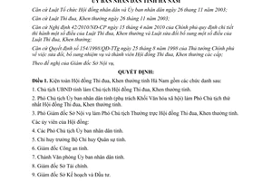 Quyết định 1707/QĐ-UBND kiện toàn Hội đồng Thi đua Khen thưởng Hà Nam