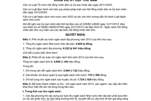 Nghị quyết 20/2012/NQ-HĐND dự toán ngân sách địa phương Bình Phước 2013