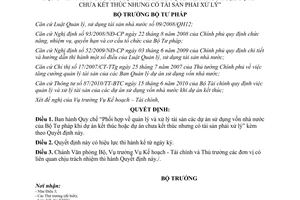 Quyết định 3876/QĐ-BTP năm 2012 Quy chế Phối hợp quản lý và xử lý tài sản dự án