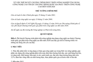 Quyết định 1895/QĐ-TTg năm 2012 phê duyệt Chương trình phát triển nông nghiệp