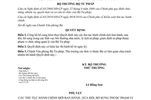 Quyết định 3877/QĐ-BTP năm 2012 thủ tục hành mới sửa đổi quản lý Bộ Tư pháp