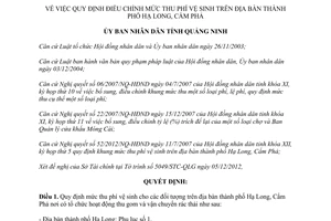 Quyết định 3315/2012/QĐ-UBND điều chỉnh mức thu phí vệ sinh thành phố Hạ Long