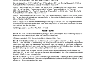 Quyết định số 28/2012/QĐ-UBND bảng giá dịch vụ khám chữa bệnh tỉnh Điện Biên