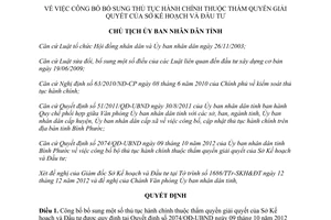 Quyết định 2546/QĐ-UBND năm 2012 công bố thủ tục hành chính Sở Kế hoạch Đầu tư