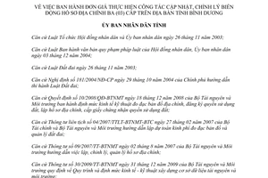 Quyết định 62/2012/QĐ-UBND Đơn giá thực hiện công tác cập nhật chỉnh lý