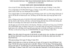 Quyết định 58/2012/QĐ-UBND điều chỉnh chế độ đối với huấn luyện vận động viên