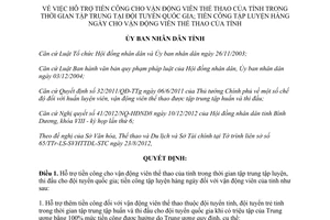 Quyết định 60/2012/QĐ-UBND hỗ trợ tiền công cho vận động viên thể thao của tỉnh