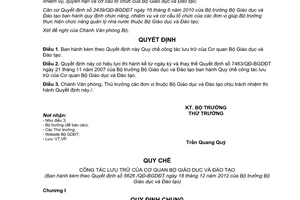 Quyết định 5626/QĐ-BGDĐT năm 2012 Quy chế công tác lưu trữ của Cơ quan