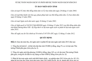 Quyết định 55/2012/QĐ-UBND dự toán ngân sách phân bổ dự toán ngân sách 2013 Bình Dương