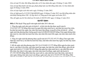 Quyết định 57/2012/QĐ-UBND tổng quyết toán ngân sách 2011 Bình Dương
