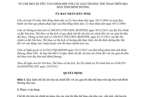 Quyết định 61/2012/QĐ-UBND chế độ chi tiêu tài chính giải thi đấu thể thao