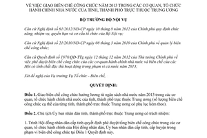Quyết định 1342/QĐ-BNV giao biên chế công chức 2013