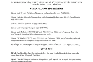 Quyết định 20/2012/QĐ-UBND Quy chế quản lý vận hành và sử dụng mạng văn phòng