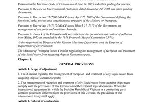 Circular No. 50/2012/TT-BGTVT provisions on management of reception and treatmen