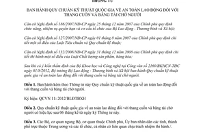 Thông tư 39/2012/TT-BLĐTBXH Quy chuẩn kỹ thuật quốc gia an toàn lao động