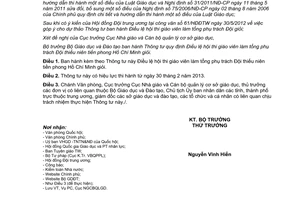 Thông tư 52/2012/TT-BGDD Điều lệ hội thi giáo viên làm tổng phụ trách Đội