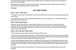 Thông tư 21/2012/TT-BTNMT bảo đảm chất lượng kiểm soát chất lượng quan trắc