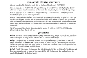 Quyết định 57/2012/QĐ-UBND chức năng nhiệm vụ quyền hạn Sở GDĐT Bình Thuận