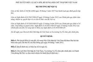 Quyết định 1348/QĐ-BNV năm 2012 phê duyệt Điều lệ sửa đổi bổ sung Hội Chữ thập