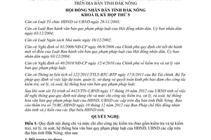 Nghị quyết 36/2012/NQ-HĐND chi kiểm tra xử lý hệ thống hóa văn bản Đắk Nông
