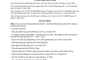 Quyết định 64/2012/QĐ-UBND Kế hoạch phát triển kinh tế xã hội 2013 Bình Dương