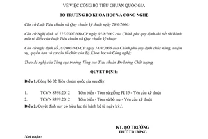 Quyết định 3776/QĐ-BKHCN năm 2012 công bố Tiêu chuẩn quốc gia