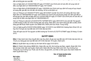 Quyết định 34/2012/QĐ-UBND Quy định giá đất năm 2013 trên địa bàn tỉnh Quảng Nam