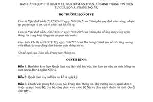 Quyết định 1359/QĐ-BNV năm 2012 Quy chế bảo đảm an toàn an ninh thông tin
