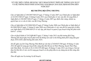 Quyết định 7829/QĐ-BCT năm 2012 điều chỉnh Quy hoạch phát triển hệ thống