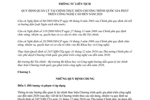 Thông tư liên tịch 219/2012/TTLT-BTC-BKHCN quản lý tài chính thực hiện