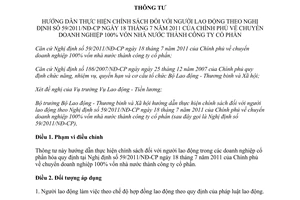 Thông tư 33/2012/TT-BLĐTBXH hướng dẫn thực hiện chính sách người lao động