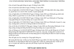 Thông tư 53/2012/TT-BGDĐT tổ chức hoạt động sử dụng thư điện tử cổng thông tin