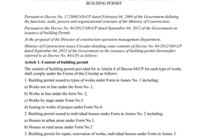 Circular No. 10/2012/TT-BXD guiding in detail some contents of Decree No. 64/201