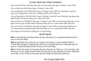 Quyết định 61/2012/QĐ-UBND sử dụng Hệ thống thư điện tử công vụ tỉnh Lâm Đồng