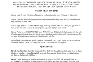 Quyết định 27/2012/QĐ-UBND việc thu nộp tiền phạt quản lý và sử dụng tiền