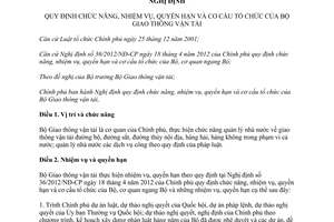 Nghị định 107/2012/NĐ-CP chức năng nhiệm vụ quyền hạn cơ cấu tổ chức Bộ GTVT