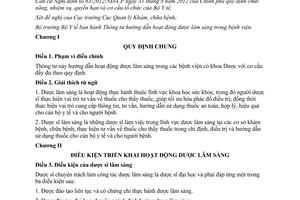 Thông tư 31/2012/TT-BYT hướng dẫn hoạt động dược lâm sàng trong bệnh viện