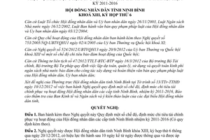Nghị quyết 30/2012/NQ-HĐND chế độ định mức chi tiêu tài chính phục vụ HĐND Ninh Bình 2011-2016