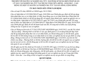 Quyết định 29/2012/QĐ-UBND điều chỉnh trợ cấp người nghiện ma túy sau cai gia đình cộng đồng Nam Định