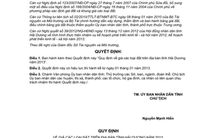 Quyết định 25/2012/QĐ-UBND ban hành Quy định giá các loại đất tỉnh Hải Dương
