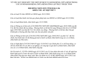 Nghị quyết 82/2012/NQ-HĐND mức thu dịch vụ khám chữa bệnh Đắk Lắk