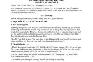Nghị quyết số 66/NQ-HĐND nhiệm vụ kinh tế xã hội năm 2013 Vĩnh Phúc