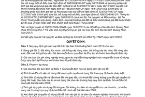 Quyết định 3388/2012/QĐ-UBND giá đất trên địa bàn tỉnh Quảng Ninh năm 2013