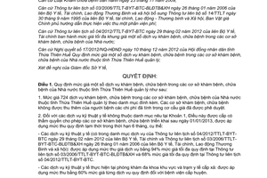 Quyết định 41/2012/QĐ-UBND mức giá dịch vụ khám chữa bệnh trong cơ sở khám chữa